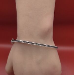 Red Gemstone Sterling Silver Hinged Bangle Bracelet